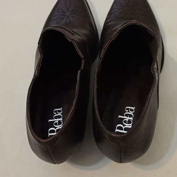 Reba • Lane Western Brown Leather Slip On Pointed Toe Cowgirl Booties Si… - Picture 3 of 11